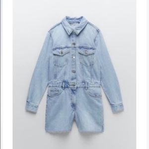 Zara denim jumpsuit light blue